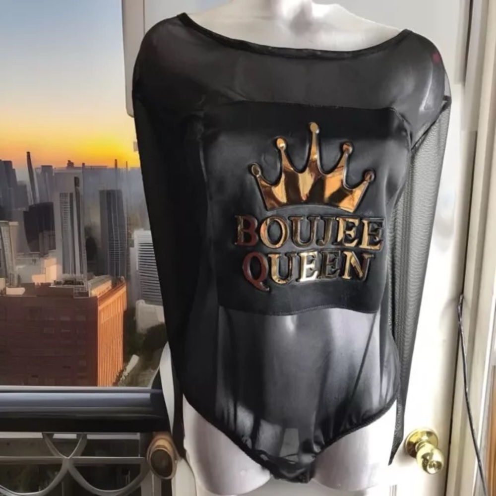 New with Tags RAINBOW "BOUJEE QUEEN" Women's Sheer Bodysuit -SIZE 2XL -Black